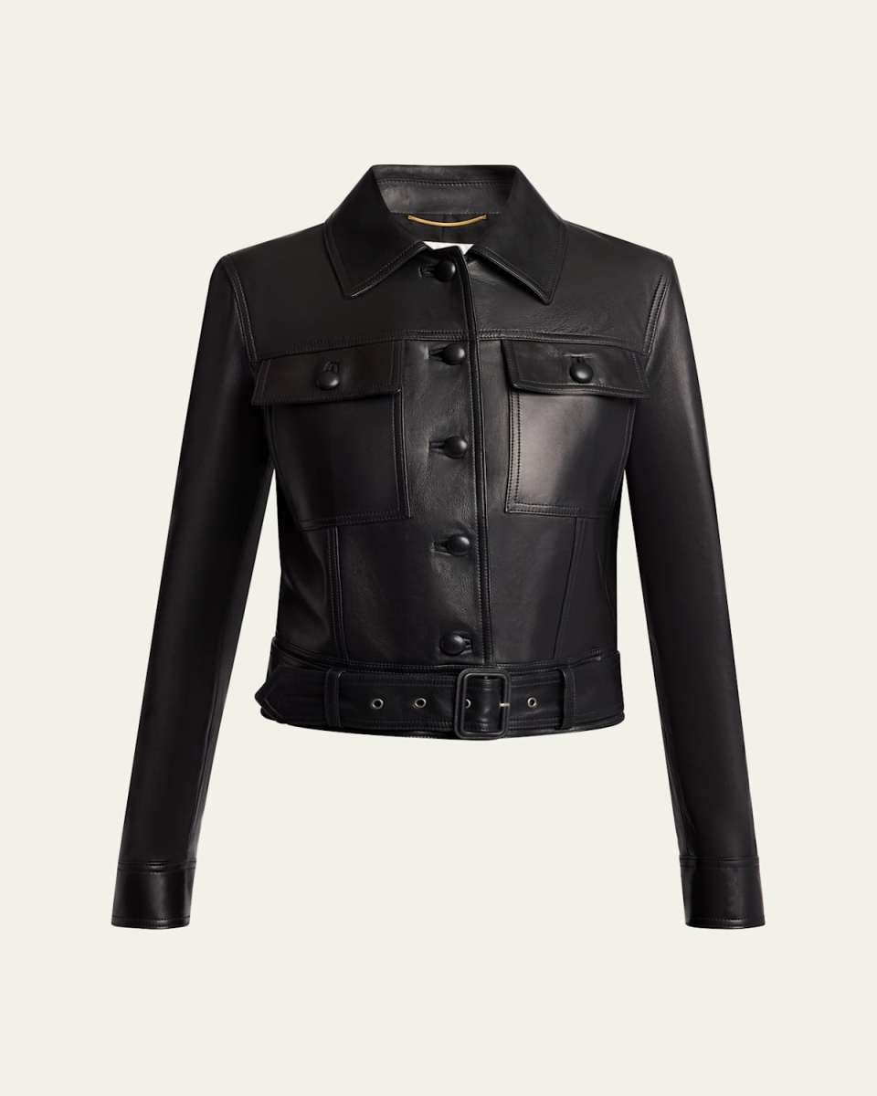 Leather Button Down Jacket